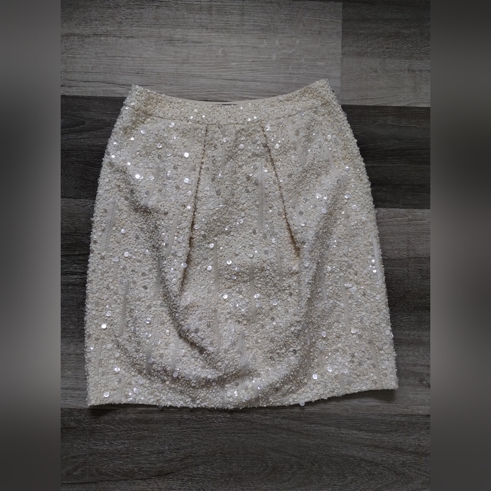 Ports 1961 Elegant Cream Sequin Skirt 6